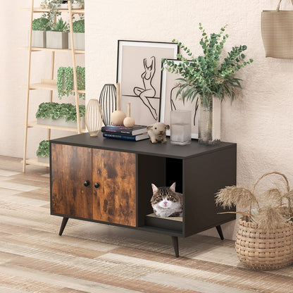 Goflame Cat Litter Box Enclosure, Hidden Cat Washroom Furniture