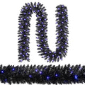 GOFLAME 9FT Pre-lit Black Halloween Garland with 50 Purple LED Lights