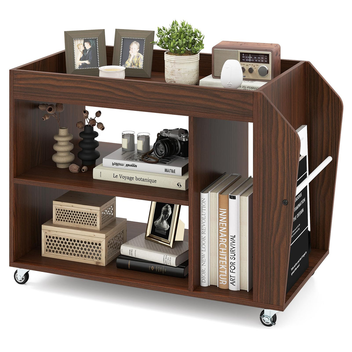 Goflame Rolling End Table with Storage