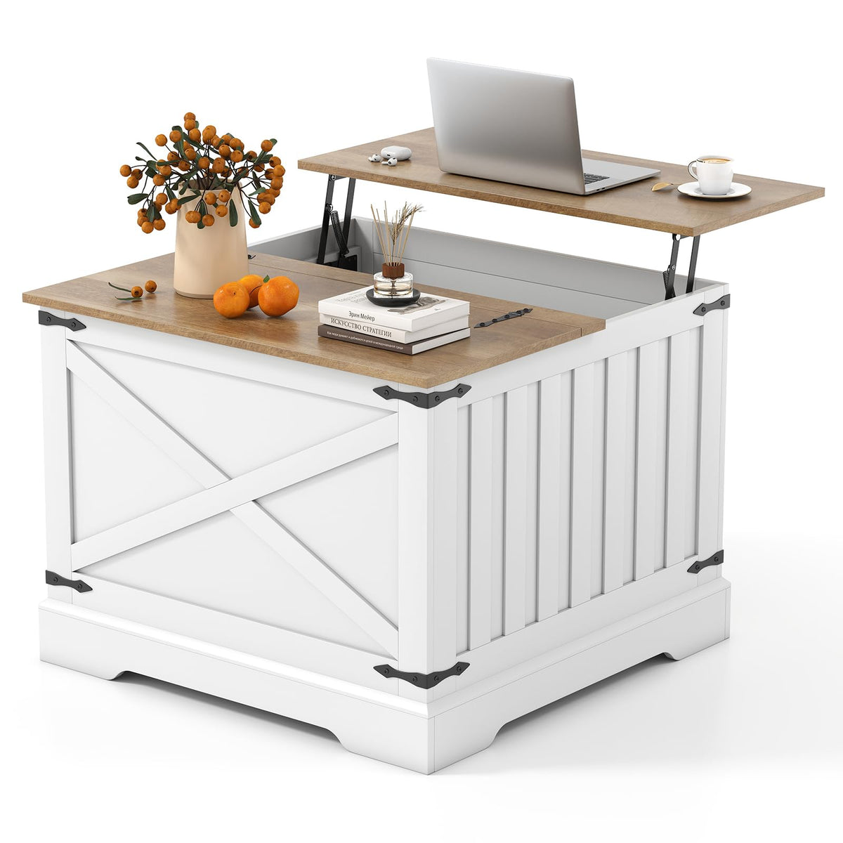 Goflame 31.5" Square Wood Center Table with Large Hidden Storage Compartment & Hinged Lift Top