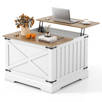 Goflame 31.5" Square Wood Center Table with Large Hidden Storage Compartment & Hinged Lift Top