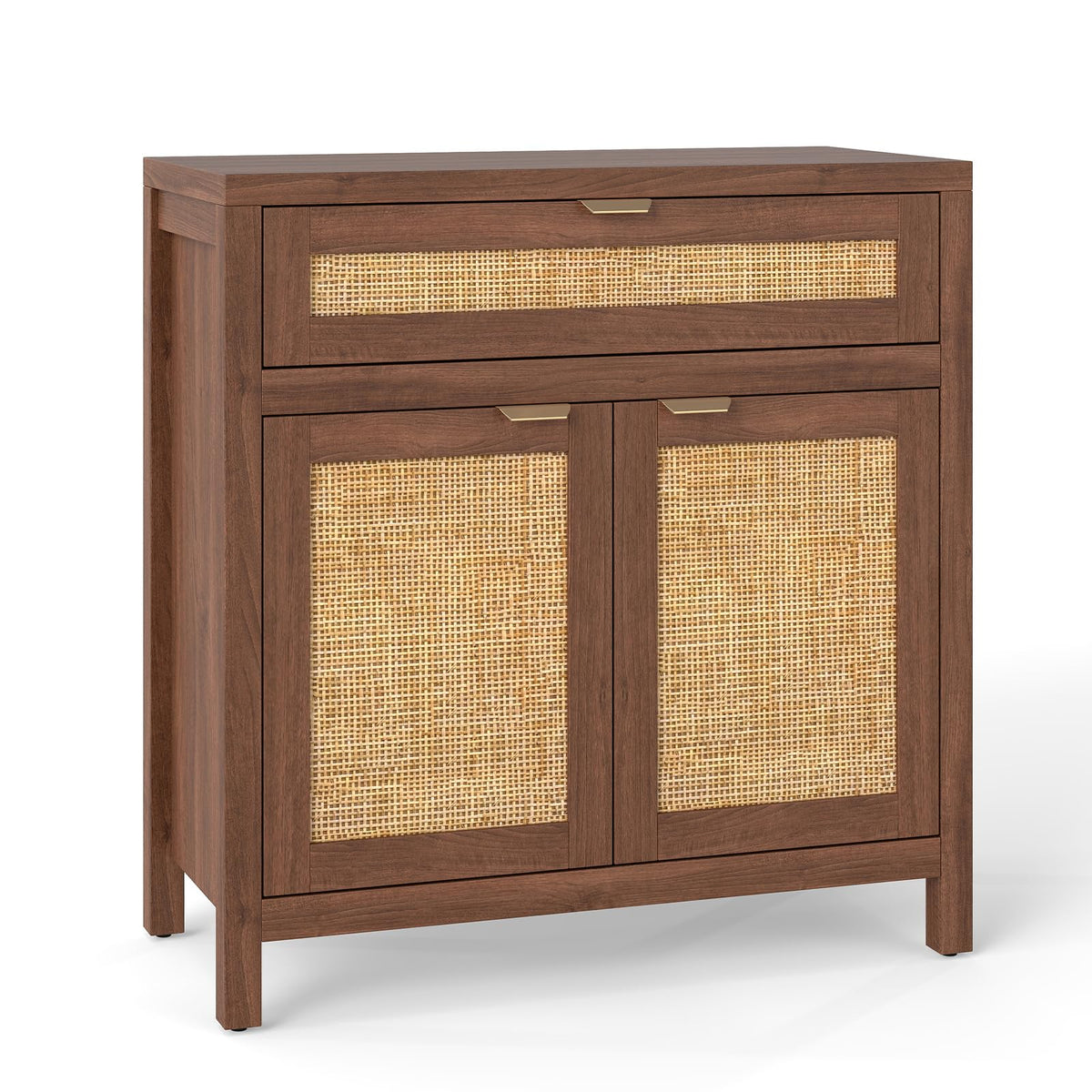 Goflame Sideboard Buffet Cabinet Rustic Rattan Storage Cabinet w/ 2 Doors
