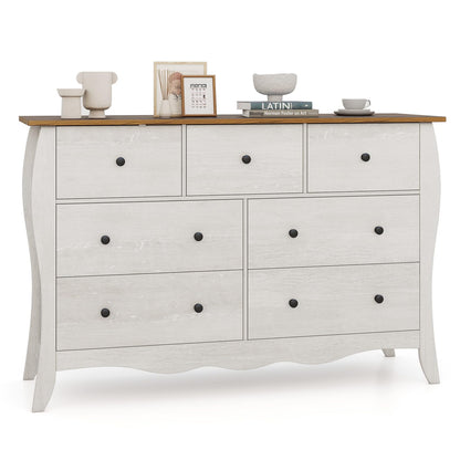 Goflame Storage Cabinet with Foldable & Detachable Fabric Drawers, Anti-Tipping Kit, 47” x 15” x 30.5” Farmhouse Floor Cabinet