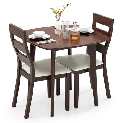 Goflame Wooden Square Kitchen Table and 2 Chairs with Padded Seat