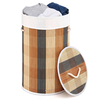 Goflame 13.2 Gal Round Bamboo Laundry Hamper with Lid