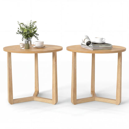 Goflame Round Side Table Set of 1/2 Compact Accent Bedside Night Stand for Living Room Bedroom
