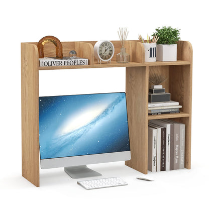 Goflame Desktop Bookshelf, Wood Desk Hutch Organizer for 27 Inch Computer Monitor