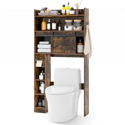 Goflame Over The Toilet Storage Cabinet, 6-Tier Freestanding above Toilet Rack with Gliding Door