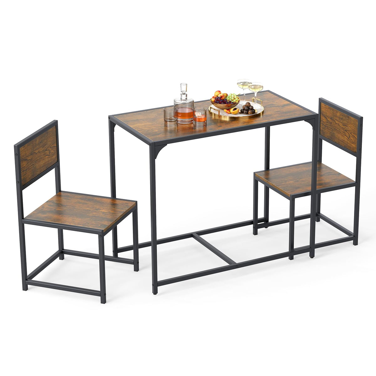 Goflame 3-Piece Dining Table Set for 2 Small Industrial Kitchen Table with 2 Chairs