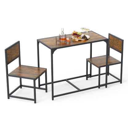 Goflame 3-Piece Dining Table Set for 2 Small Industrial Kitchen Table with 2 Chairs