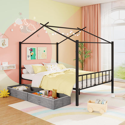 Goflame Full Size House Bed with 2 Storage Drawers
