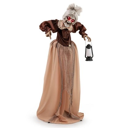 Goflame Halloween Animatronic, Talking Zombie Maid in Lantern