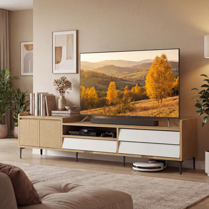Goflame Modern TV Stand for 80" Television with Open Shelf