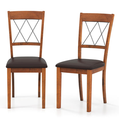 Goflame Wooden Armless Kitchen Chairs Set of 2/4 w/Elegant Hollowed Backrest