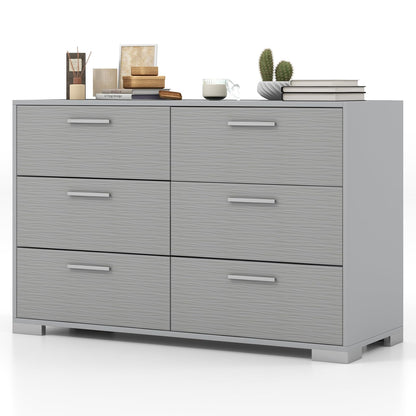 Goflame Storage Cabinet with 6 Drawers, Metal Legs & Handles, Anti-Toppling Devices, Grey