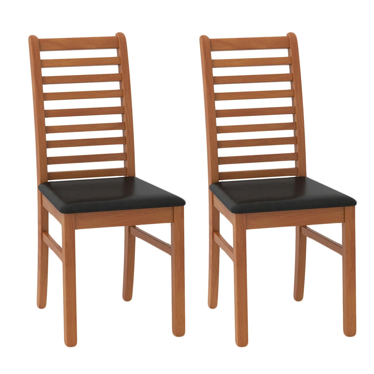 Goflame Wooden Dining Chairs Set PU Leather Upholstered Kitchen Armless Chairs w/Rubber Wood Legs