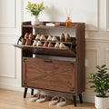 Goflame Freestanding Slim Farmhouse Shoe Storage Cabinet with 2 Flip Drawers