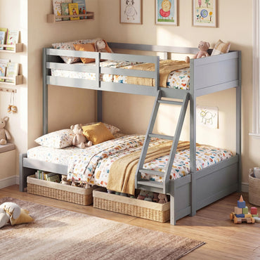 Goflame Twin Over Full Bunk Bed Wood Bunk Bed