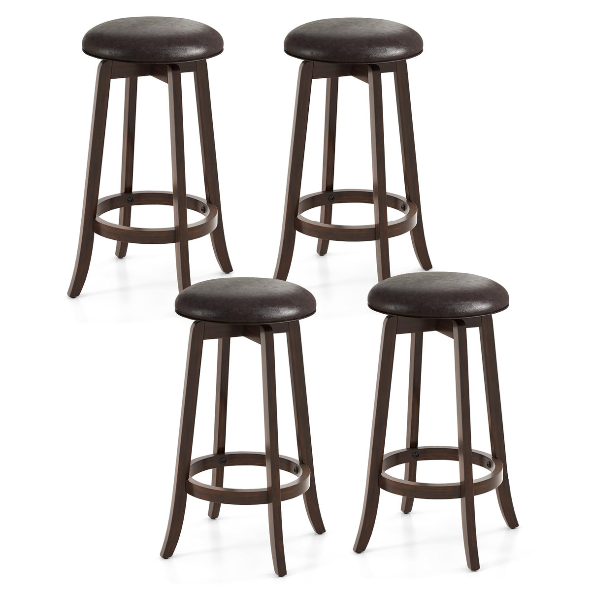 Goflame Bar Stools Set， 29"/ 24" Bar Height Bar Stools w/ 360° Swivel Round Seat & Footrest