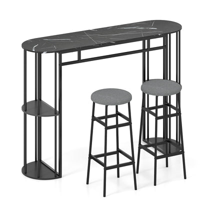 Goflame 3 Pieces Bar Table Set for 2 with 2 Padded Stools