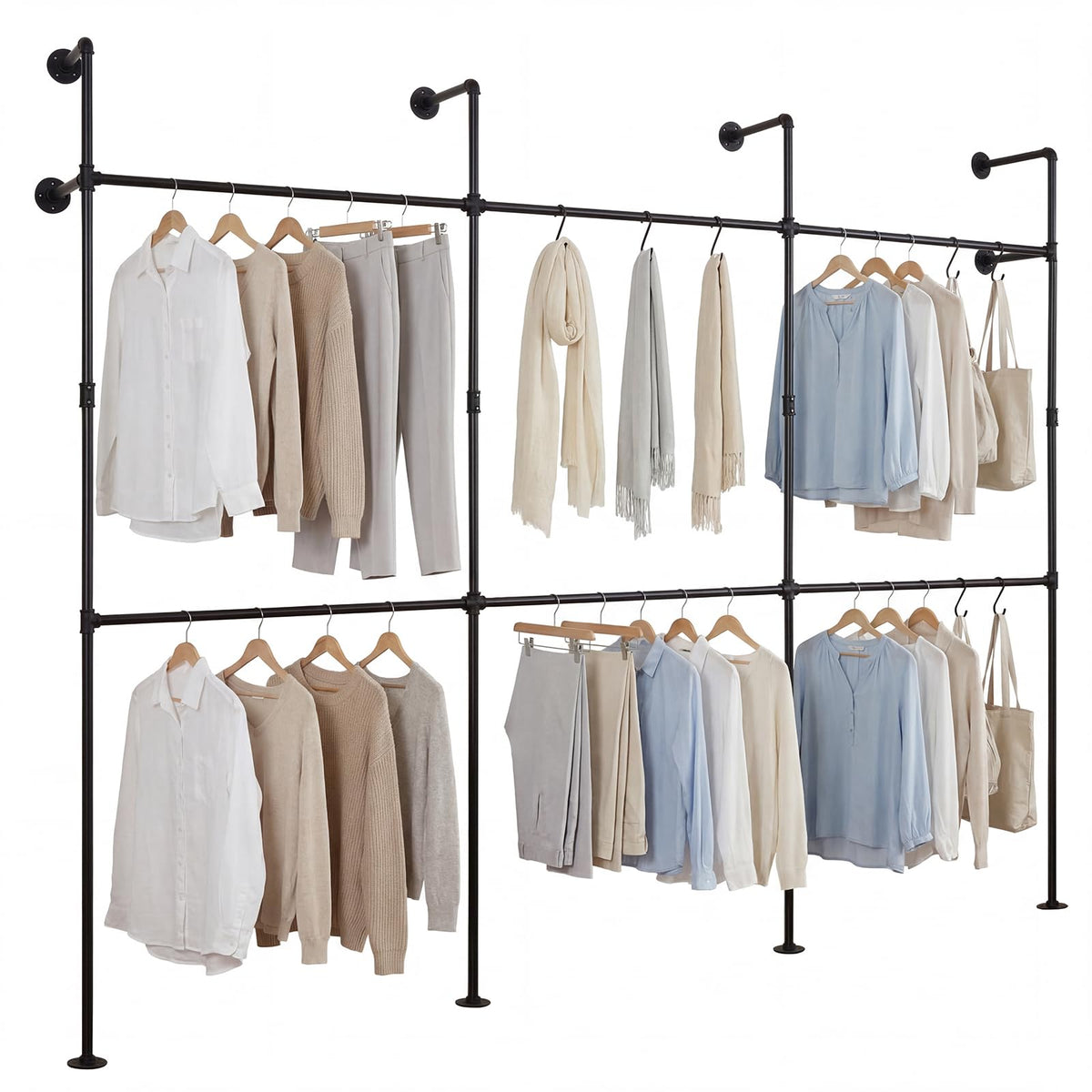 Goflame Industrial Pipe Clothing Rack for Wardrobe Closet