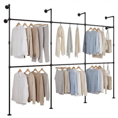 Goflame Industrial Pipe Clothing Rack for Wardrobe Closet