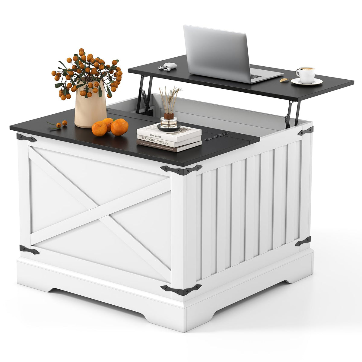 Goflame 31.5" Square Wood Center Table with Large Hidden Storage Compartment & Hinged Lift Top