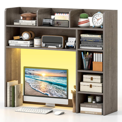 Goflame 35.5" Desktop Bookshelf with LED Lights