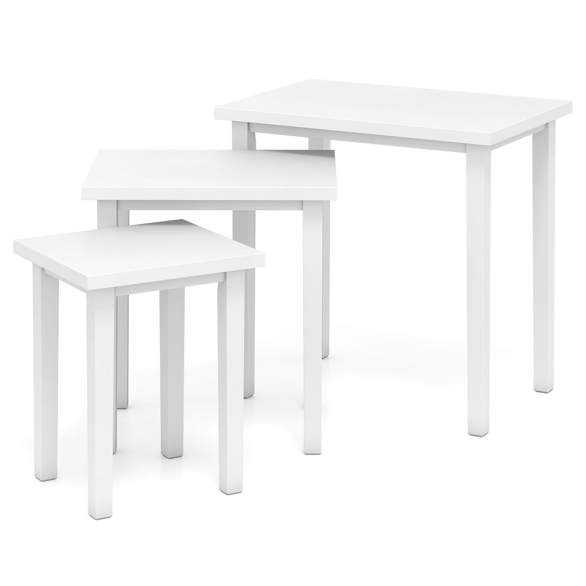 Goflame Nesting Tables Set of 3, Farmhouse Stacking Side Tables with Rubber Legs