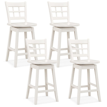 Goflame Bar Stools, Farmhouse Swivel Barstools with 6-Grid Hollow Back & Ergonomic Contoured Seat