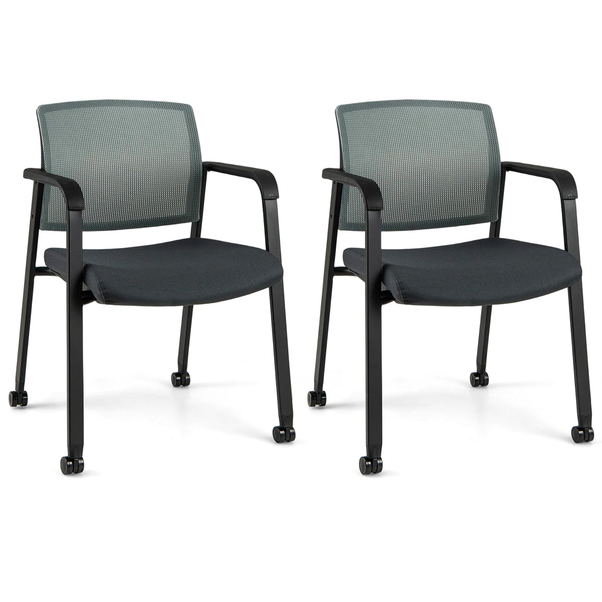 Goflame Waiting Room Chair Set, Rolling Office Desk Chairs with PU Wheels (2 / 4 / 6 / 8 / 10 / 12 Pack Options)