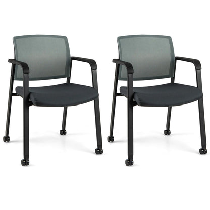 Goflame Waiting Room Chair Set, Rolling Office Desk Chairs with PU Wheels (2 / 4 / 6 / 8 / 10 / 12 Pack Options)