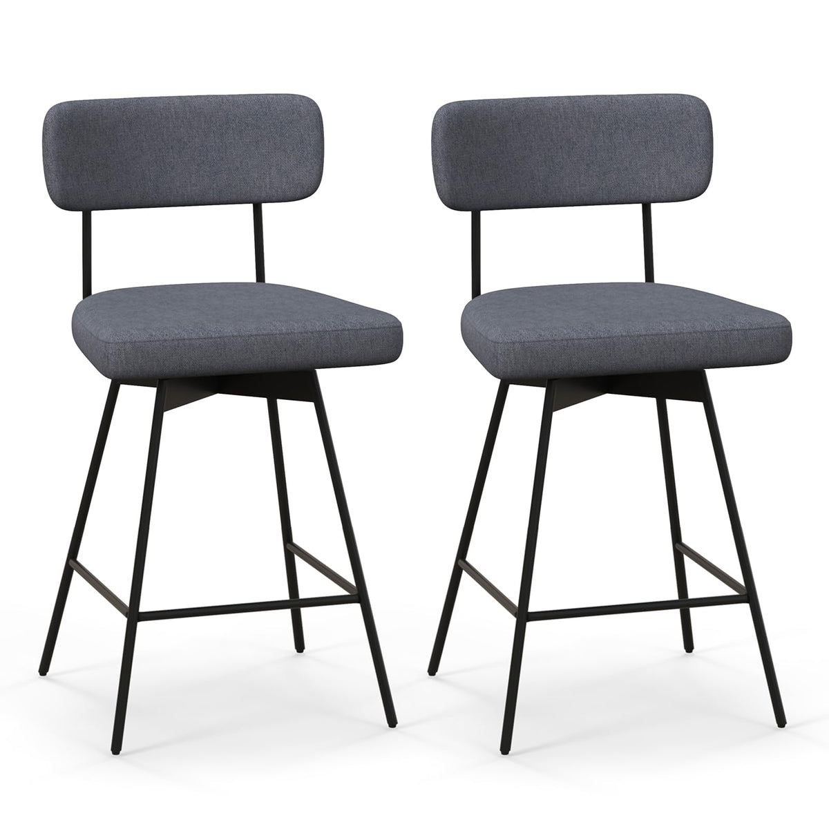 Goflame Swivel Bar Stools, Upholstered Bar Height Bar Chairs w/Padded Seat & Backrest