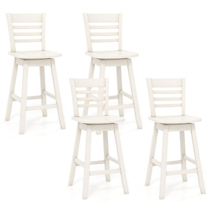 Goflame Wood Bar Stools, Swivel Counter Height Bar Stools with Slatted Hollow Back & Ergonomic Contoured Seat