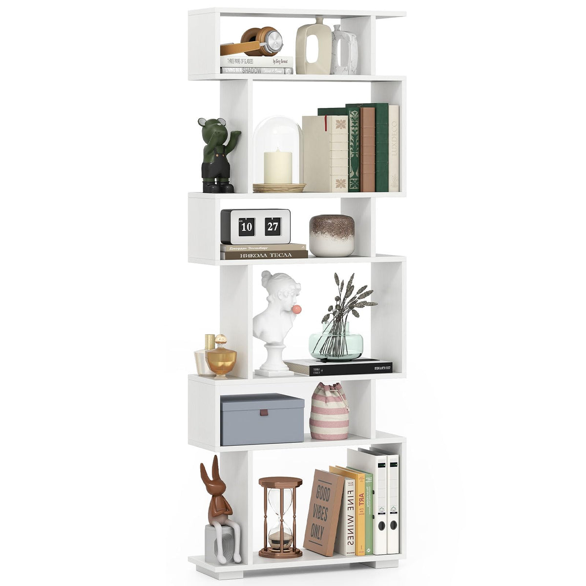 Goflame S Shaped Bookcase with 2 Anti Tipping Kits