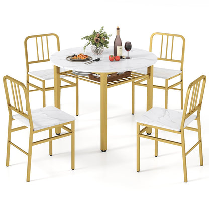 Goflame 40-Inches Round Kitchen Table & Chairs with Storage Rack & Metal Frame
