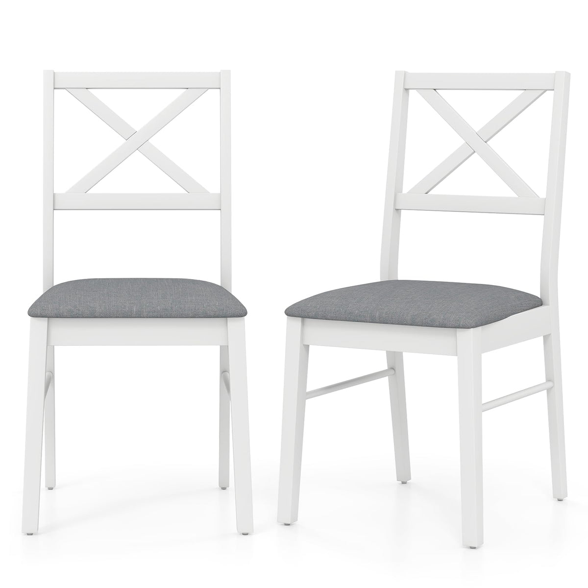 Goflame Wooden Dining Chairs Set of 2/4, Upholstered Kitchen Chairs w/Cross Back & Padded Seat