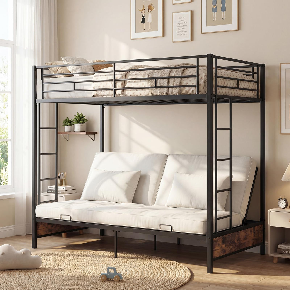 Goflame Twin Over Twin Futon Bunk Bed