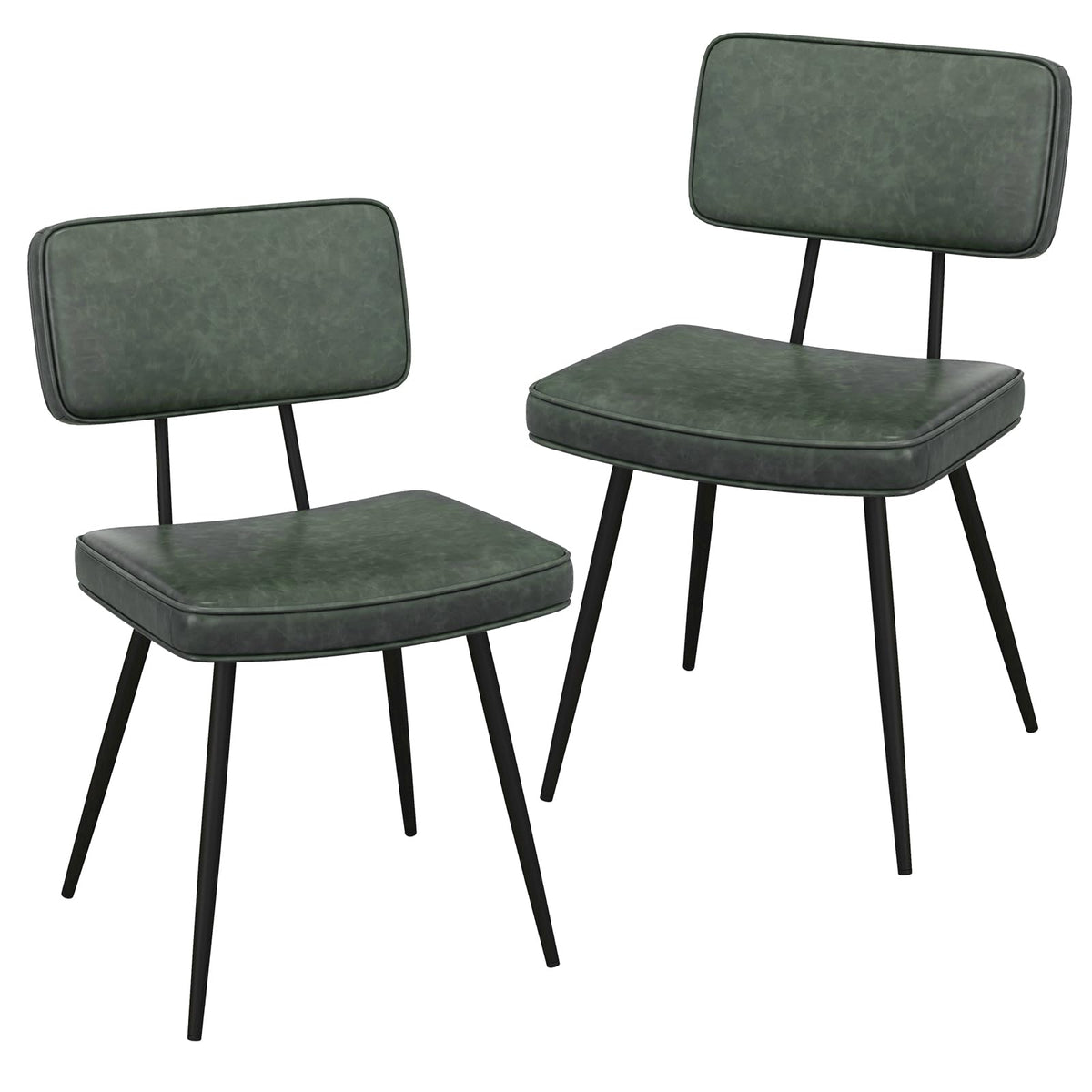Goflame PU Leather Dining Chairs Set of 2/4, Upholstered Kitchen Chairs w/Padded Backrest & Seat, Metal Legs