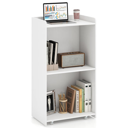 Goflame Portable Podium Stand, Lectern Podium with 2 Storage Shelves, 4 Universal Wheels, Mobile Speaking Podium Hostess Stand Pulpits