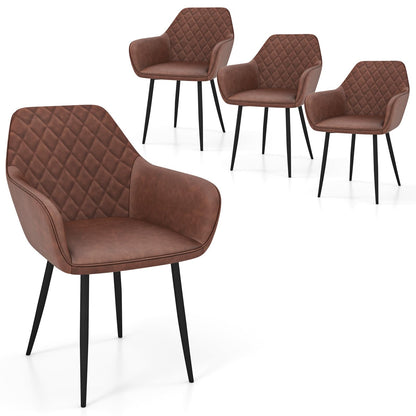 Goflame Mid Century Modern Dining Chairs Set of 2/4, Upholstered Accent Chairs w/Curved Backrest, Wide Seat & Armrests