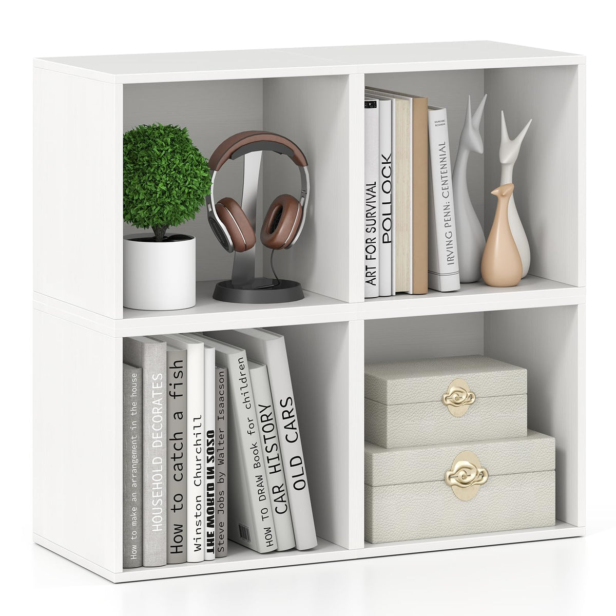 Goflame White Cubby Bookcase