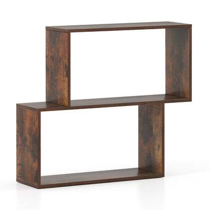 Goflame Geometric Bookcase Side Table with Open Storage