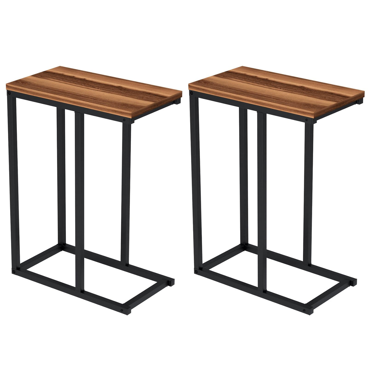 Goflame Small Sofa Couch Side Table That Slide Under with Metal Frame & Spacious Tabletop
