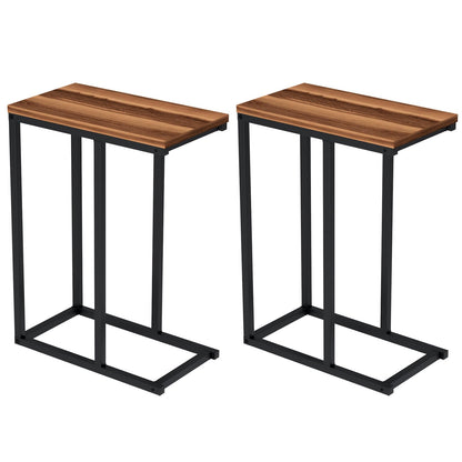 Goflame Small Sofa Couch Side Table That Slide Under with Metal Frame & Spacious Tabletop