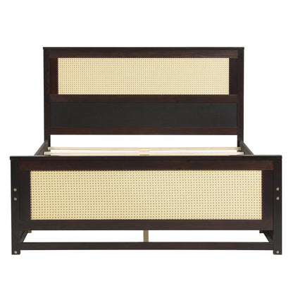 Goflame Full/Twin Size Rattan Bed Frame with 2 Storage Drawers