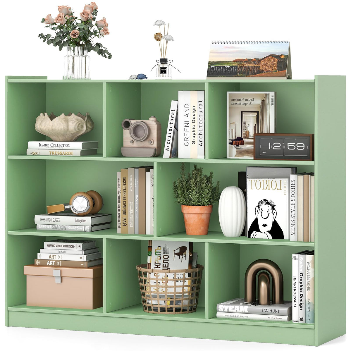 Goflame 8 Cube Bookcase, Freestanding 3-Tier Open Bookshelf