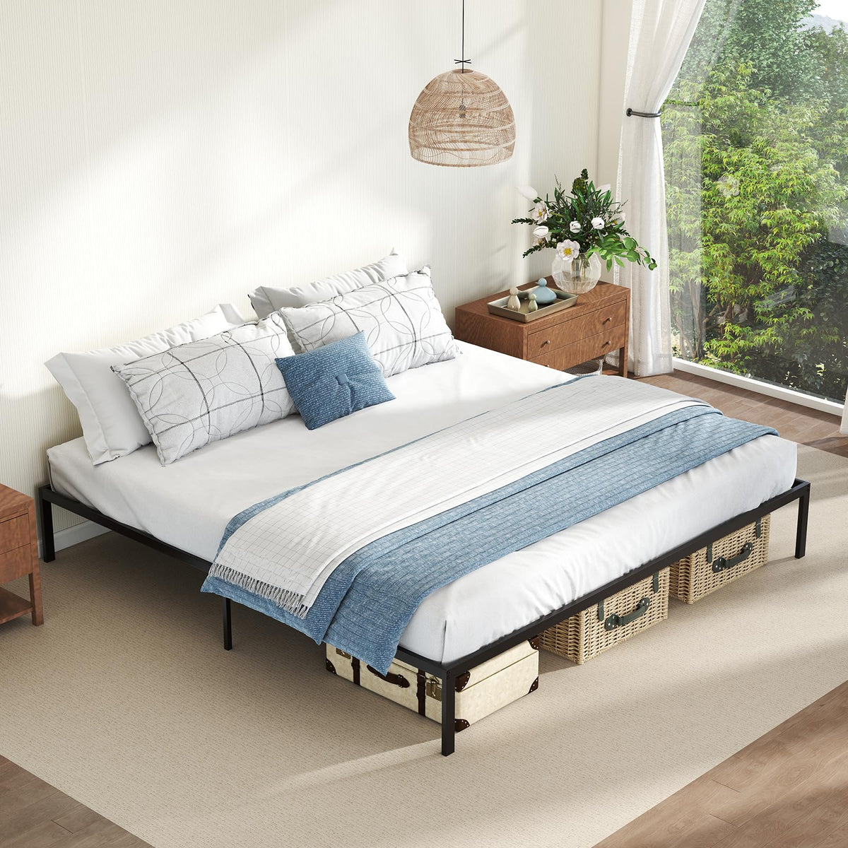 Goflame 12 Inch Metal Platform Bed Frame with Steel Slats Support