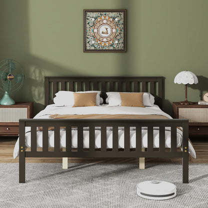 Goflame Queen/Full/Twin Size Wood Bed Frames with Headboard, Mid Century Platform Bed with Wooden Slats Support