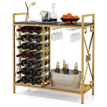 Goflame Wine Bar Table with 6 Glass Wine Glass Holder